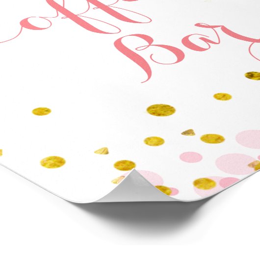 グリッター金ゴールドピンクの月の水の色コーヒーバー標識 ポスター (角)