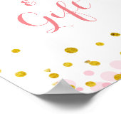 グリッター金ゴールドピンクの月の水色ギフトのサイン ポスター (角)