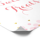 グリッター金ゴールドピンクの水の色スウィートトリートサイン ポスター (角)