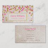 グリッター金ゴールドピンクの紙吹雪モダン名刺 名刺 (正面/裏面)