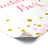 グリッター金ゴールドピンクムーンウォーター色バブリーバー標識 ポスター (角)