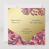 グリッター金ゴールドファンシーハートバレンタイン招待状 招待状 (裏面)