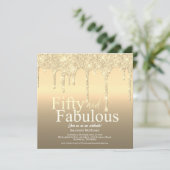グリッター金ゴールドフィフティと素晴らしい誕生日 招待状 (スタンド正面)