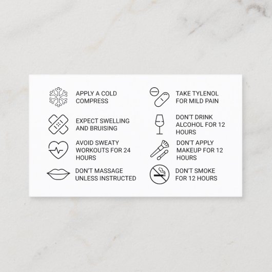 グリッター金ゴールドフィラーアフターケアカード 名刺 (裏面)