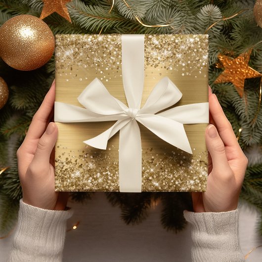 グリッター金ゴールドフェイク箔 ラッピングペーパー