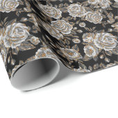 グリッター金ゴールドフローラ：輝くヴィンテージ。 ラッピングペーパー (ロールコーナー)