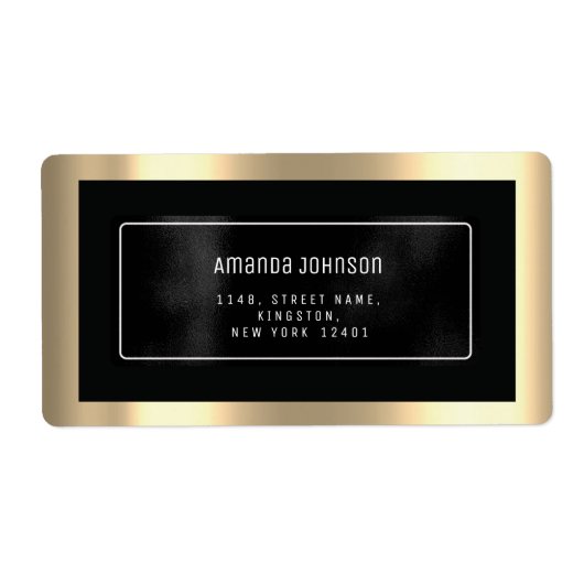 グリッター金ゴールドブラックメタルRSVPフレームブティック ラベル (正面)