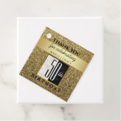 グリッター金ゴールドブラック&ホワイト50th誕生日ありがとう フェイバータグ (インサイチュ)