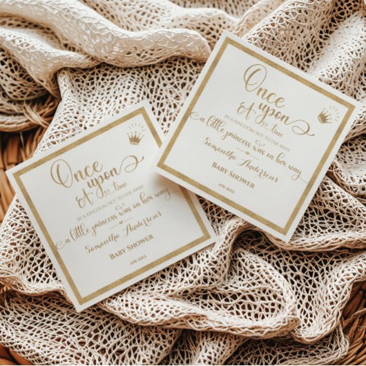 グリッター金ゴールドプリンセスかつてタイムベビーシャワー スタンダードカクテルナプキン