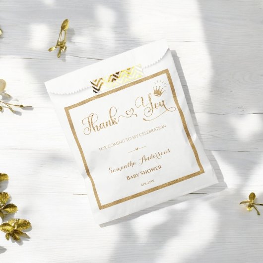 グリッター金ゴールドプリンセスエレガント感謝していベビーシャワー フェイバーバッグ