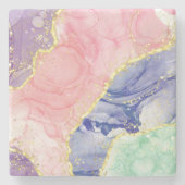 グリッター金ゴールドマーブルパステルカラー ストーンコースター (正面)