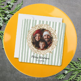 グリッター金ゴールドメリークリスマスリースファミリーフォト 招待状