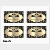 グリッター金ゴールドラッシュアイズブラックサンキューセピア 長方形シール (シート)