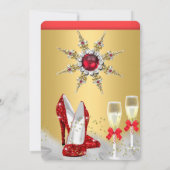 グリッター金ゴールドレッドハイヒールシルバーシャンパン 招待状 (裏面)