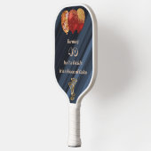 グリッター金ゴールドレッドバルーン&誕生日引用文 ピックルボールラケット (左)