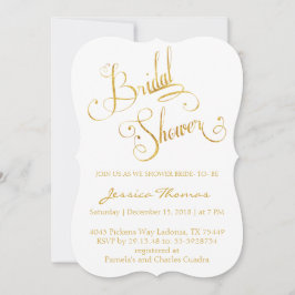 グリッター金ゴールド書道ブライダルシャワー招待 招待状