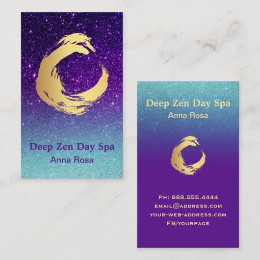 *~*グリッター金ゴールド禅螺旋霊気瞑想 名刺 (正面/裏面)