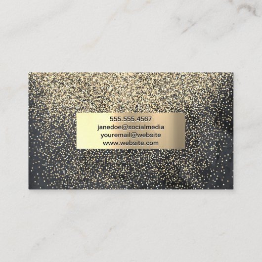 グリッター金ゴールド紙吹雪 |金ゴールドブラシ仕上げメタリック 名刺 (裏面)