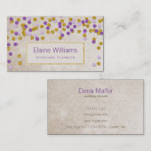 グリッター金ゴールド紫紙吹雪モダン名刺 名刺 (正面/裏面)