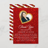 グリッター金ゴールド葬儀フォト悔やみや弔慰サンキューカード サンキューカード (正面/裏面)