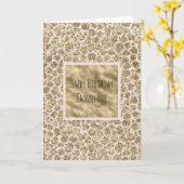 グリッター金ゴールド赤面ピンクレオパードプリント            カード (黄色い花)