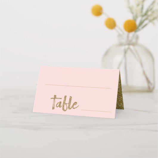 グリッター金ゴールド赤面結婚ピンク座席表 プレイスカード (正面)