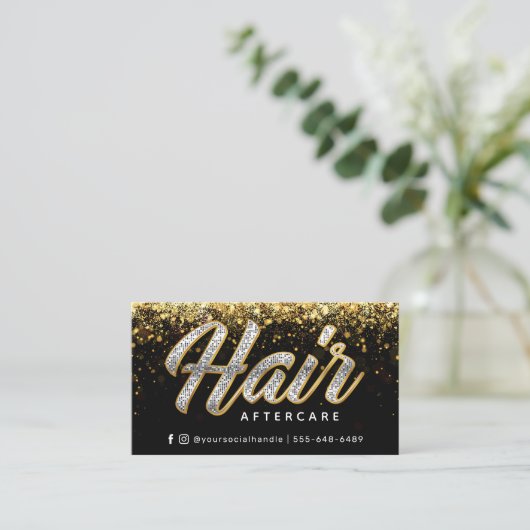 グリッター金ゴールド輝く後ケアカード 名刺 (スタンド正面)