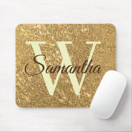 グリッター金ゴールド霜モノグラムの マウスパッド