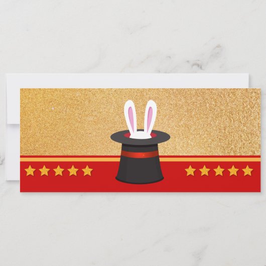 グリッター金ゴールド魔法ショー誕生日チケット 招待状 (裏面)