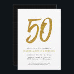 グリッター金ゴールド50th誕生日パーティーの招待状 招待状<br><div class="desc">50祝年間この黒と金ゴールドのフェイクグリッター招待で大規模な様式化50</div>