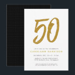 グリッター金ゴールド50th誕生日パーティーの招待状 招待状<br><div class="desc">50祝年間この黒と金ゴールドのフェイクグリッター招待で大規模な様式化50</div>