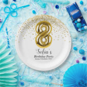 グリッター金ゴールド、ゴールデンスパークル8歳の誕生日 ペーパープレート (パーティー)