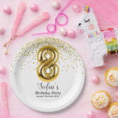 グリッター金ゴールド、ゴールデンスパークル8歳の誕生日 ペーパープレート (パーティー)