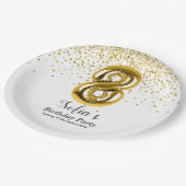 グリッター金ゴールド、ゴールデンスパークル8歳の誕生日 ペーパープレート (アングル)