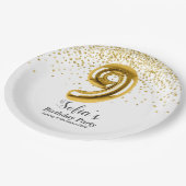 グリッター金ゴールド、ゴールデンスパークル9歳の誕生日 ペーパープレート (アングル)