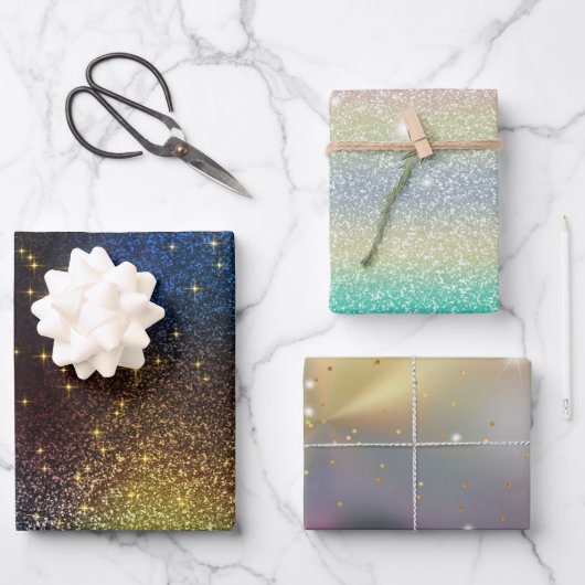 グリッター金ゴールド、シルバー ラッピングペーパーシート (正面)