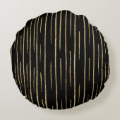 グリッター金ゴールド&ブラックストライプの ラウンドクッション (裏面)