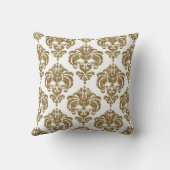 グリッター金ゴールド&ホワイトダマスクシックパタモダンーン クッション (裏面)