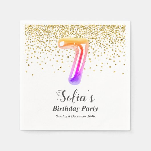 グリッター金ゴールド、黄金の輝き7th スタンダードカクテルナプキン (正面)