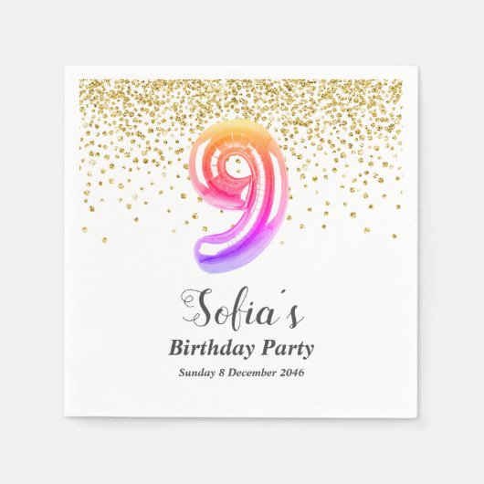 グリッター金ゴールド、黄金の輝き9th スタンダードカクテルナプキン (正面)