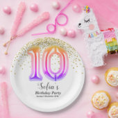 グリッター金ゴールド、10歳の誕生日に金の輝きを ペーパープレート (パーティー)