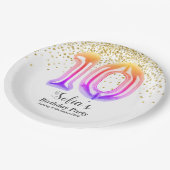 グリッター金ゴールド、10歳の誕生日に金の輝きを ペーパープレート (アングル)