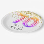 グリッター金ゴールド、70歳の誕生日に金の輝きを ペーパープレート (アングル)