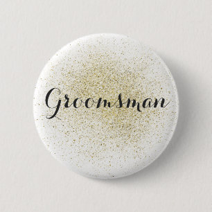 グリッター金ゴールドGroomsmanボタン 缶バッジ
