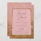 グリッター金属バラ金ゴールドブライダルシャワー 招待状 (正面/裏面)