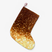 グリッター金色の光 スモールクリスマスストッキング (正面 (吊り時))