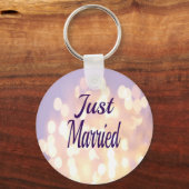 グリッター銀および金ゴールドたった今結婚しました キーホルダー (正面)