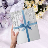 グリッター銀きらめくクリスマスクリスマス ラッピングペーパー