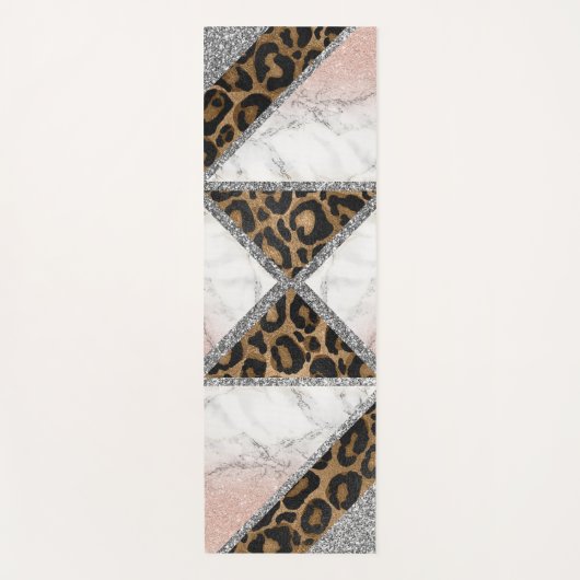 グリッター銀きらめく大理石グリッターヨガマット ヨガマット (正面)