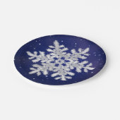 グリッター銀の雪片オンナイトスカイ紙プレート ペーパープレート (アングル)
